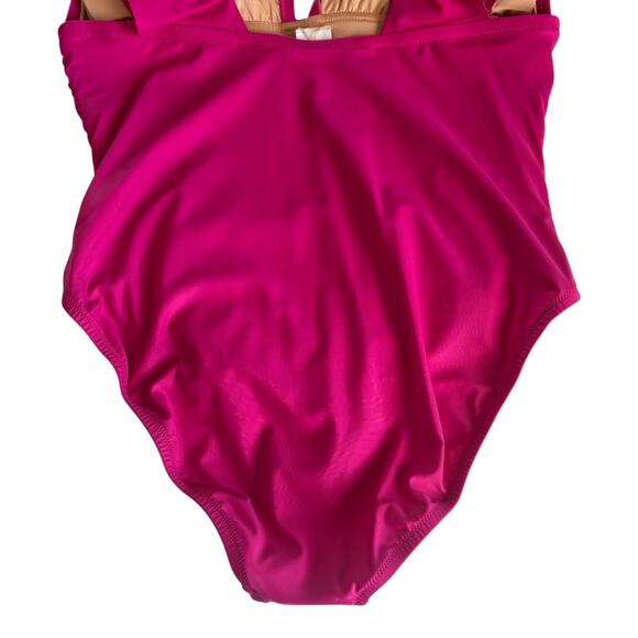 J.Crew Radiant Fuchsia Pink Ruched Ruffle One Piece Swimsuit Women's Size 18 NWT - Picture 9 of 10